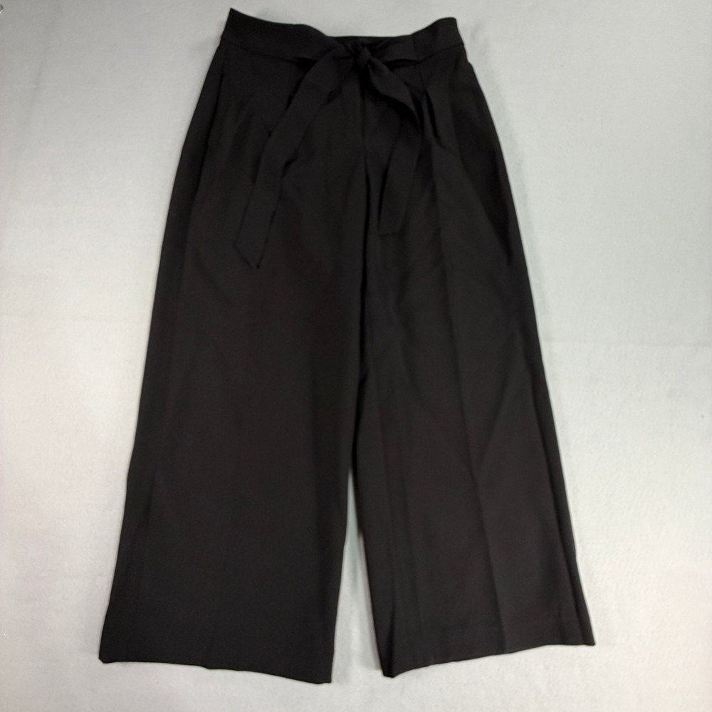 WHBM Wide Leg Crop Pants Sz 6 Black Classic Business Casual Office Dark Academia